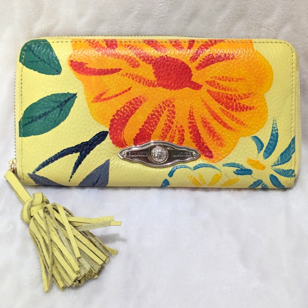 Elliott Lucca Floral Yellow Leather Wallet